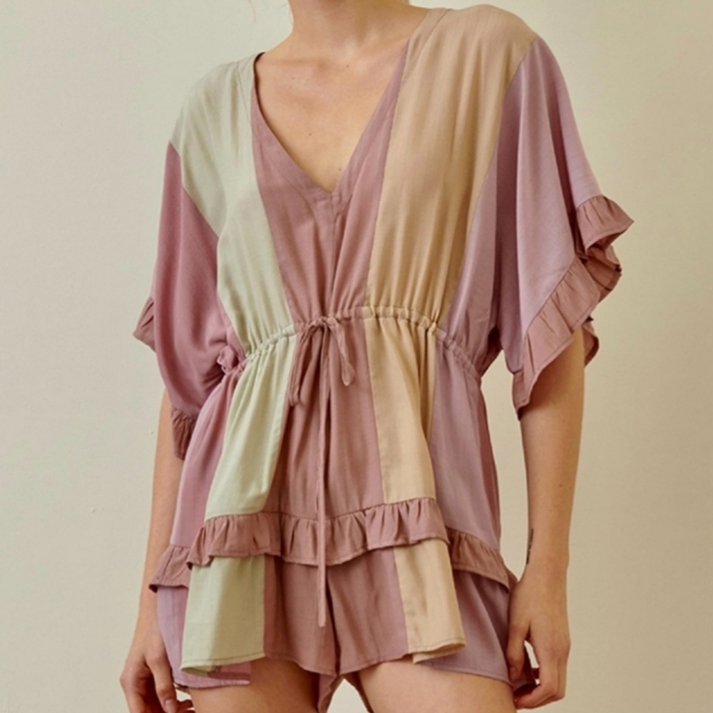 Striped Ruffle Romper - Picture 2 of 9